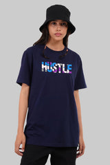 Hustle Navy Blue Boyfriend Fit T-Shirt Women