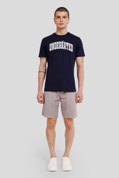 Underrated Minimalist Typography Navy Blue Printed T-Shirt