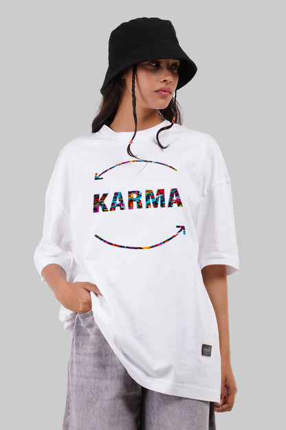 Karma White Baggy Fit T-Shirt Women