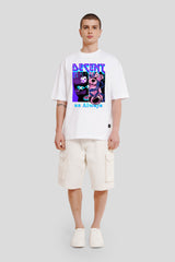 Decent White Printed T-Shirt Men Baggy Fit