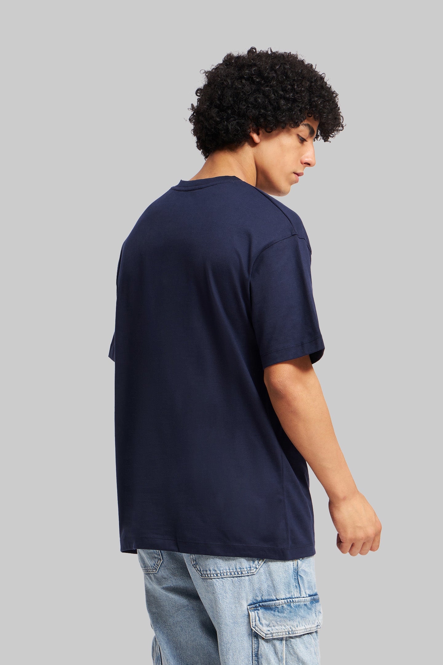 Strong Body Navy Blue Oversized Fit T-Shirt Men Pic 4