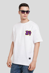 24 White Printed T Shirt Men Oversized Fit With Front And Back Design Pic 1
