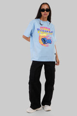 Pizza Punch Powder Blue Printed T-Shirt