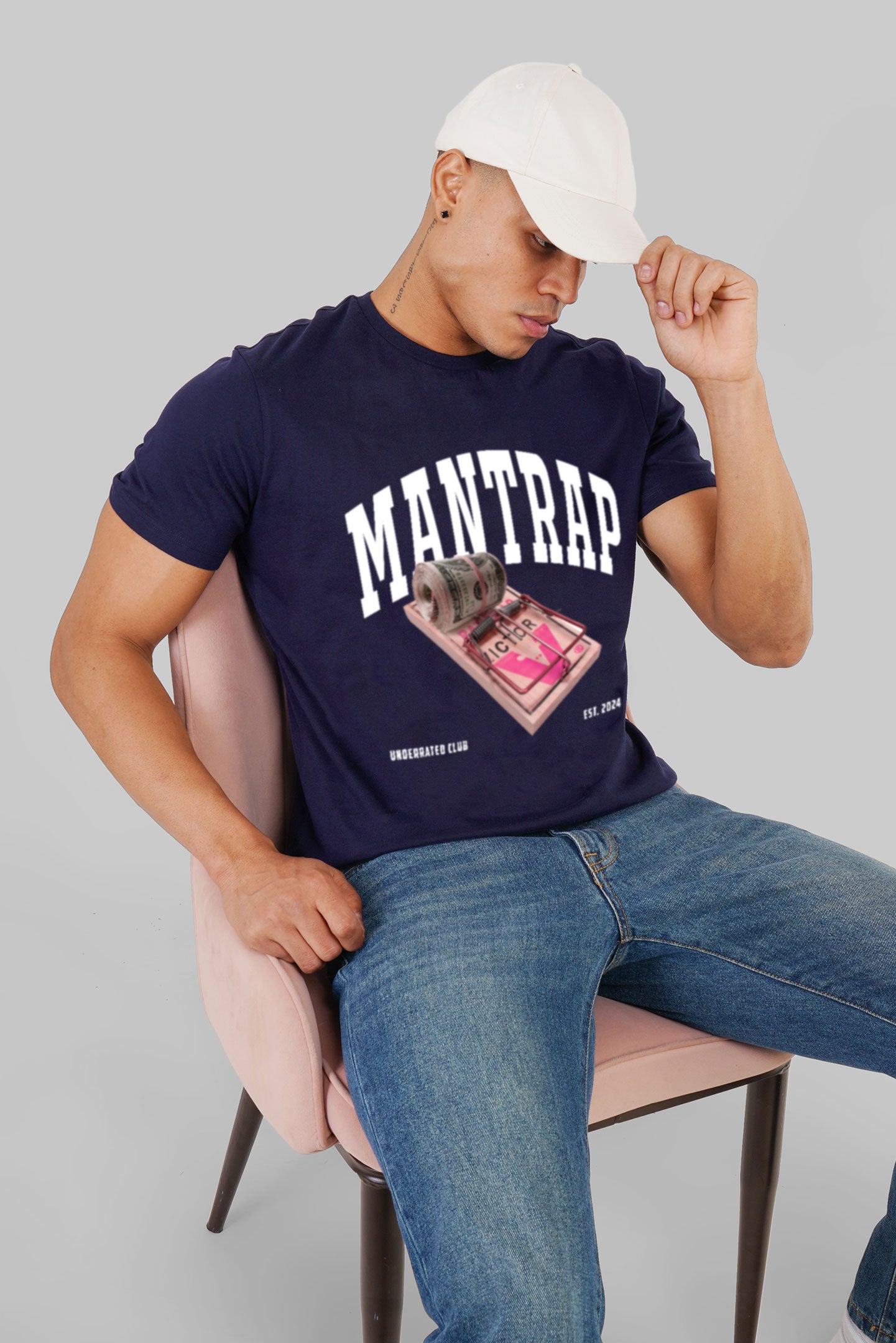 Mantrap Navy Blue Regular Fit T-Shirt Men