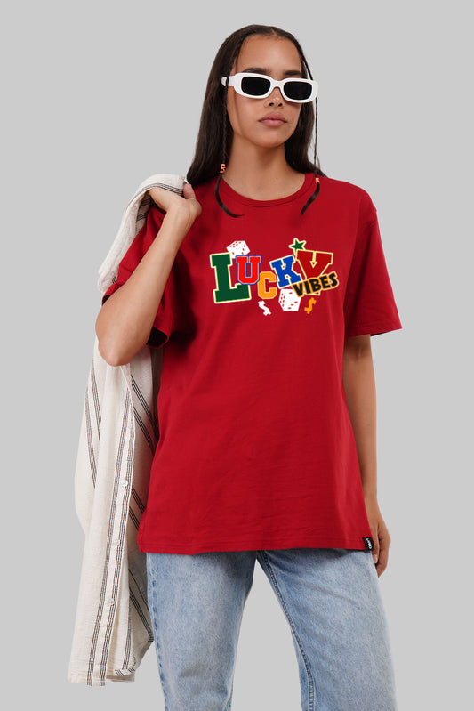 Lucky Red Boyfriend Fit T-Shirt Women Pic 1