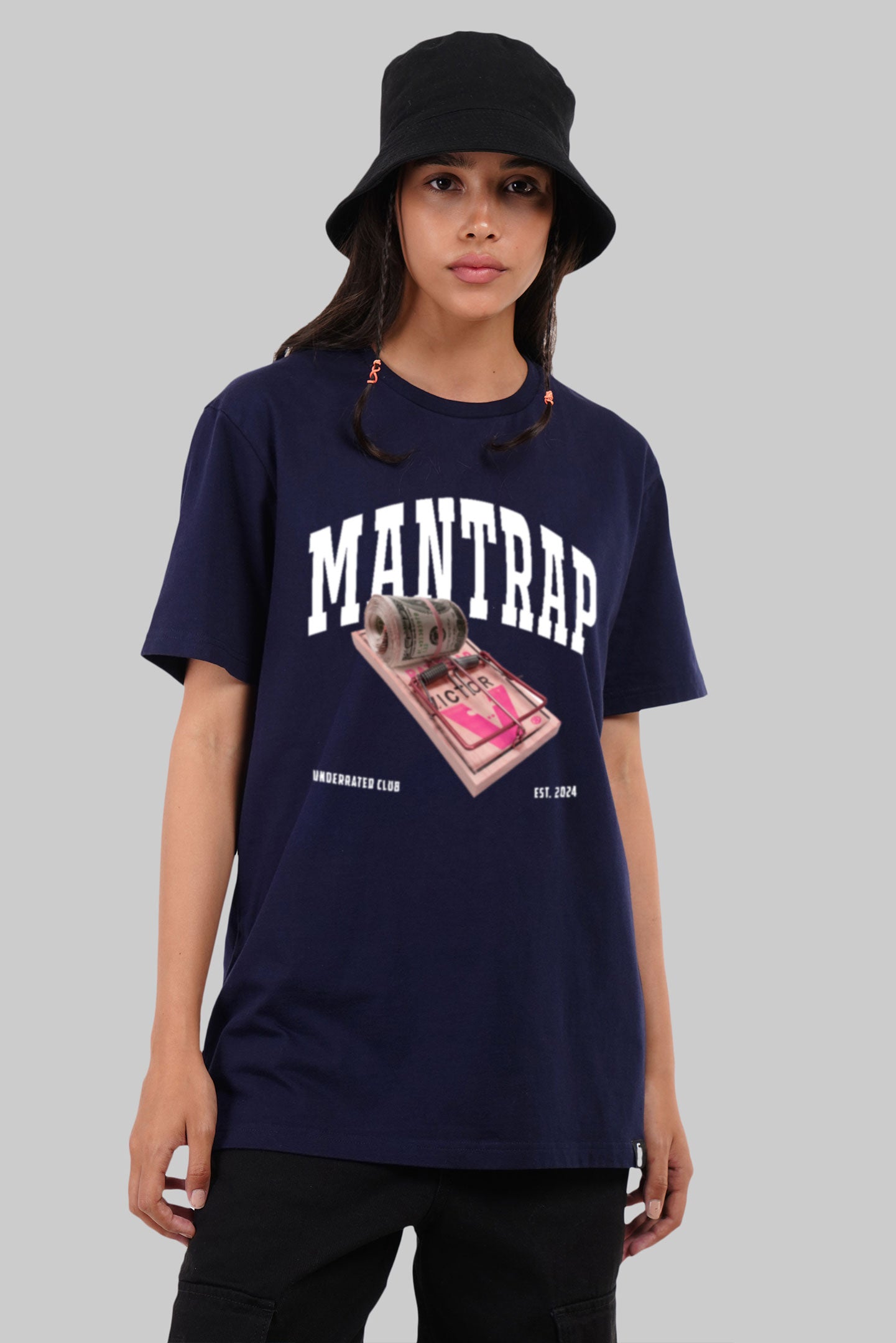 Mantrap Navy Blue Boyfriend Fit T-Shirt Women