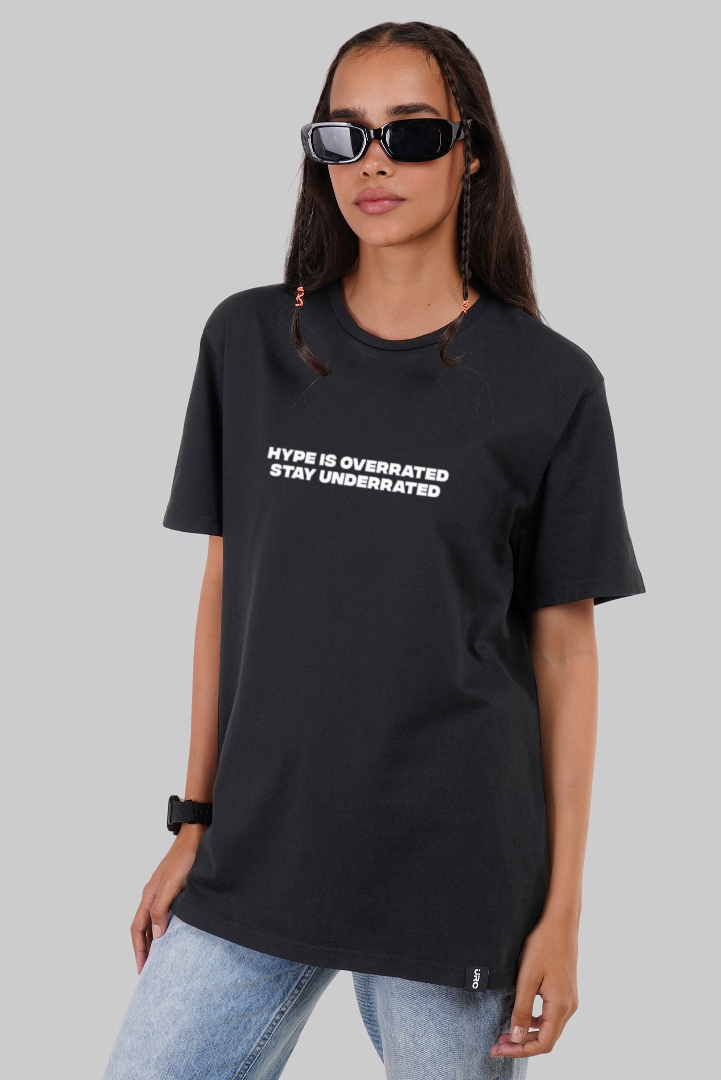 Underrated Hype Black Boyfriend Fit T-Shirt Women Pic 2