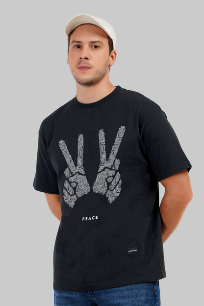 Peaceful Eternity Black Oversized Fit T-Shirt Men