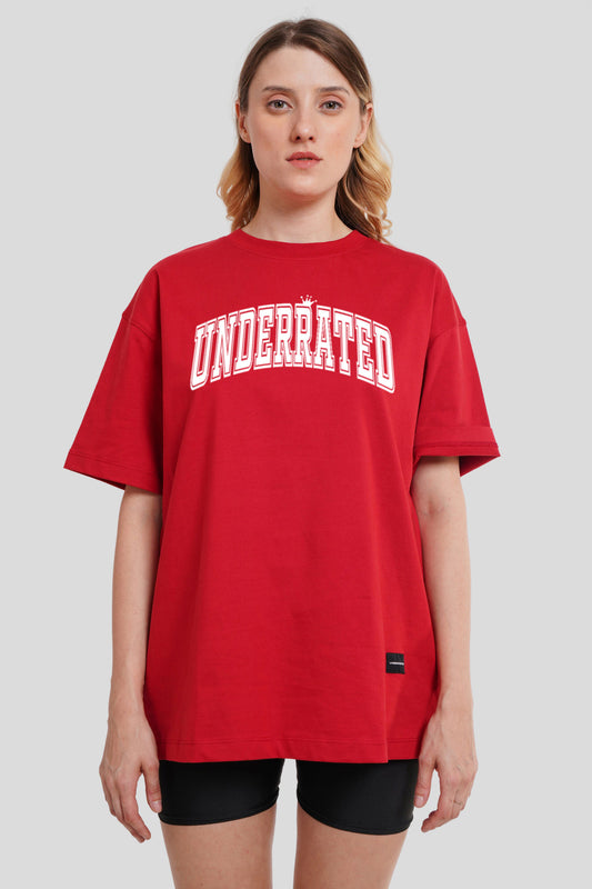 Underrated Minimalist Typography Red Printed T-Shirt