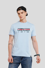 Compassion Powder Blue Printed T-Shirt Men Regular Fit