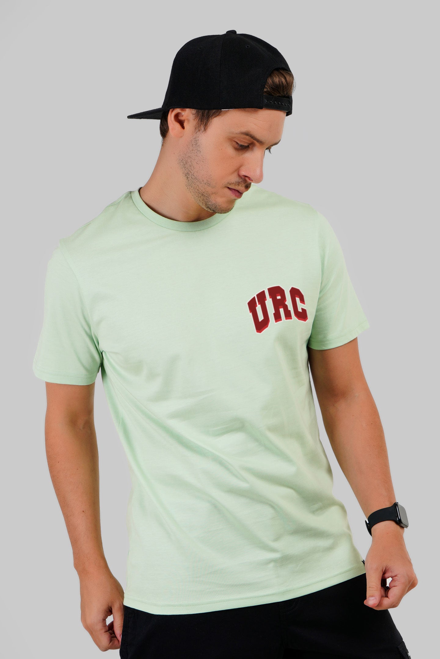 Retro College Classic Pastel Green Regular Fit T-Shirt Men