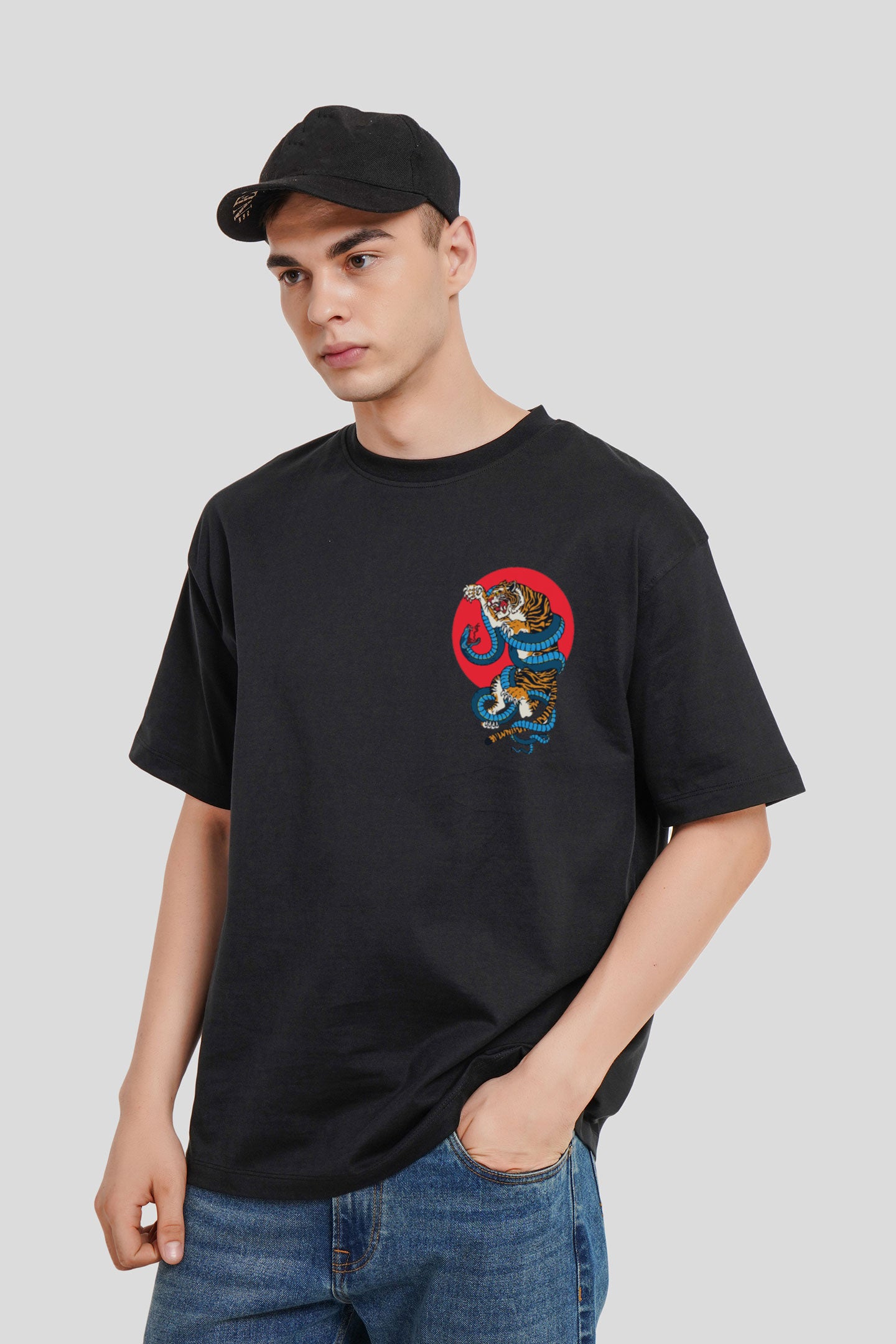 Jiu Jitsu Black Printed Oversized T-Shirt