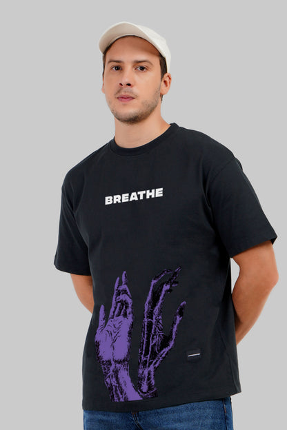 Catch Your Breath Black Oversized Fit T-Shirt Men