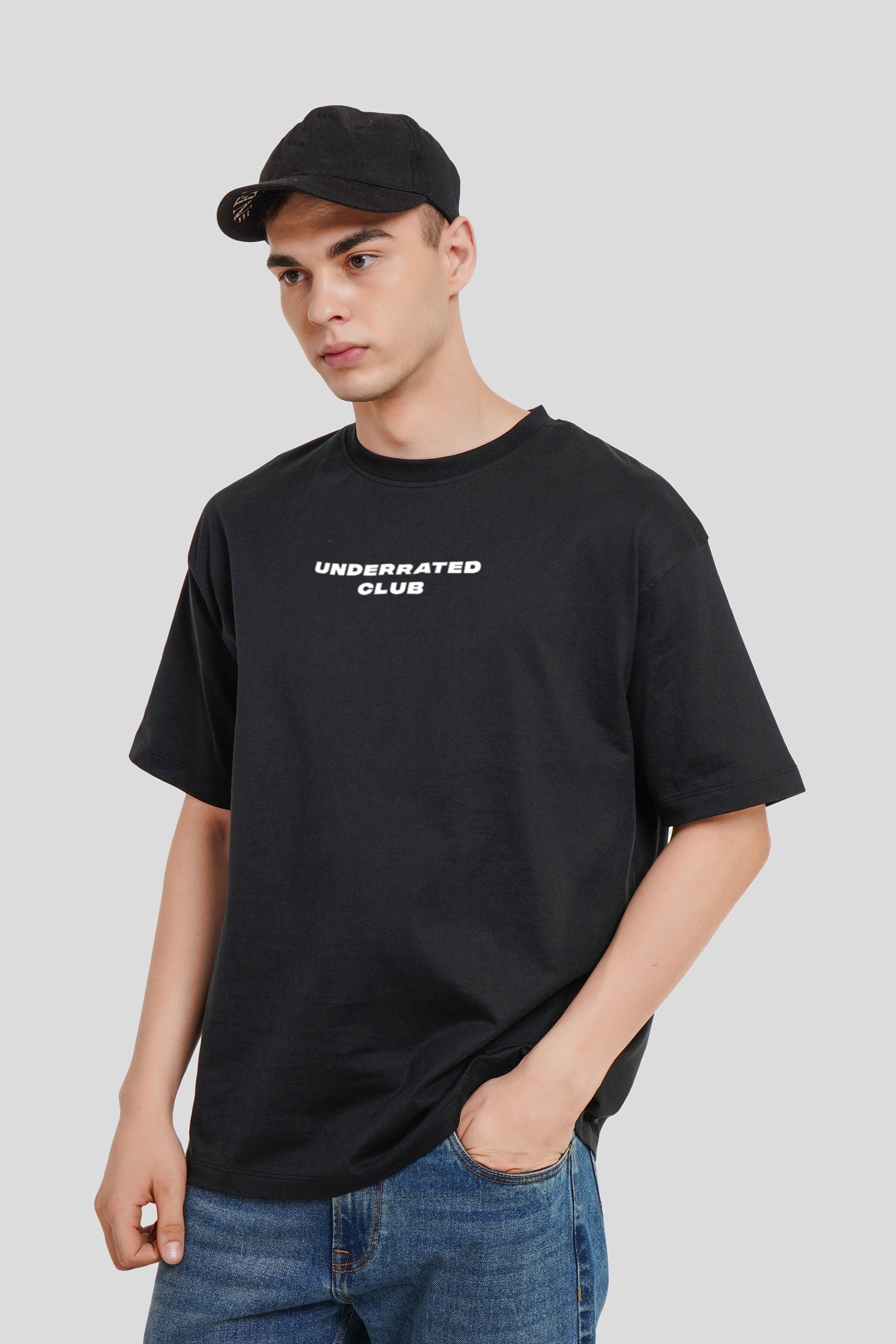 Underrated Vamps Black Printed T-Shirt Men Oversized Fit