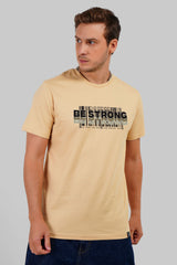 Be Strong New Beige Regular Fit T-Shirt Men