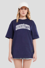 Underrated Minimalist Typography Navy Blue Printed T-Shirt