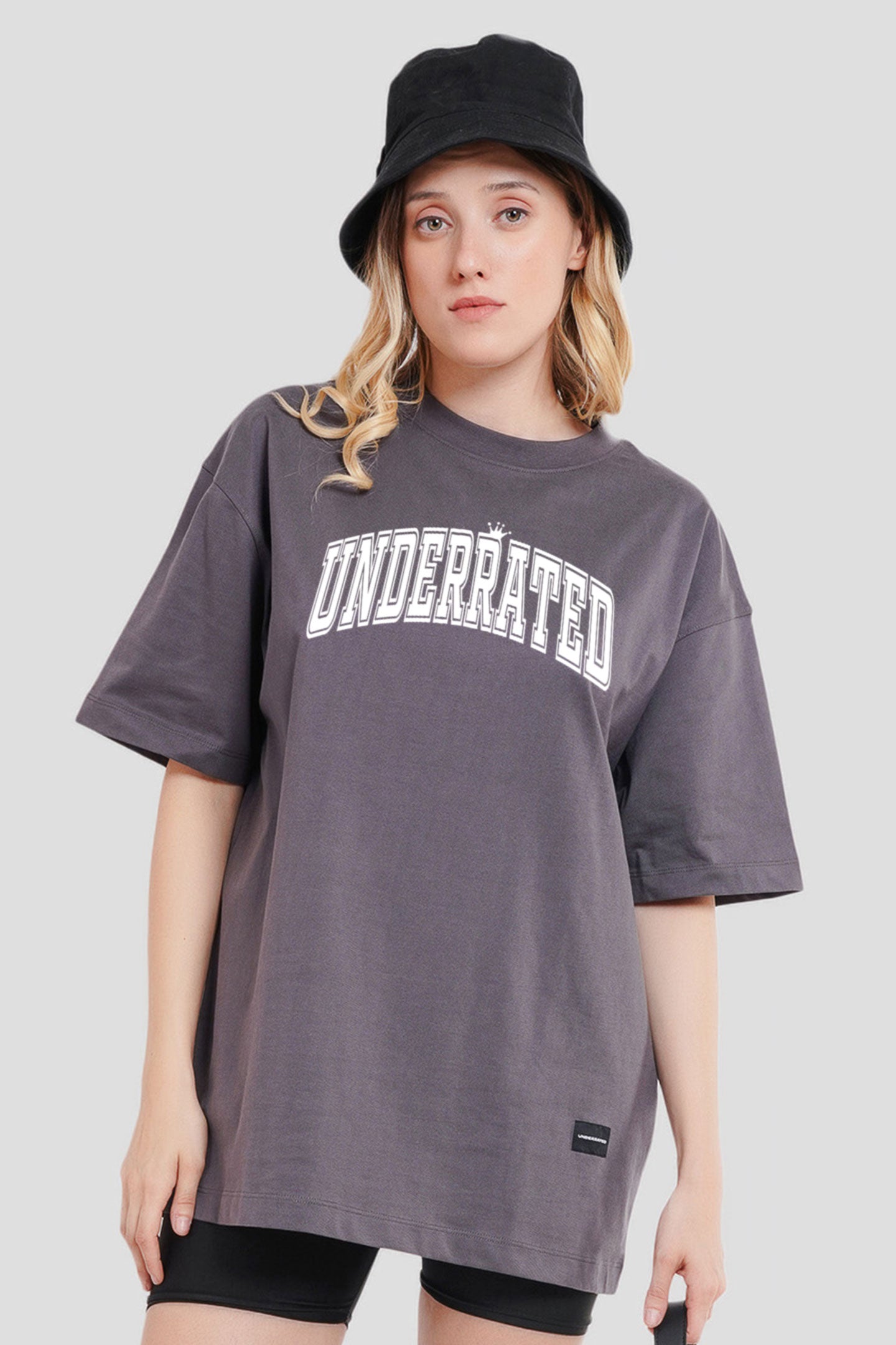 Underrated Minimalist Typography Dark Grey Printed T-Shirt