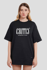 Critic Black Printed T-Shirt Women Oversized Fit With Front Design Pic 1