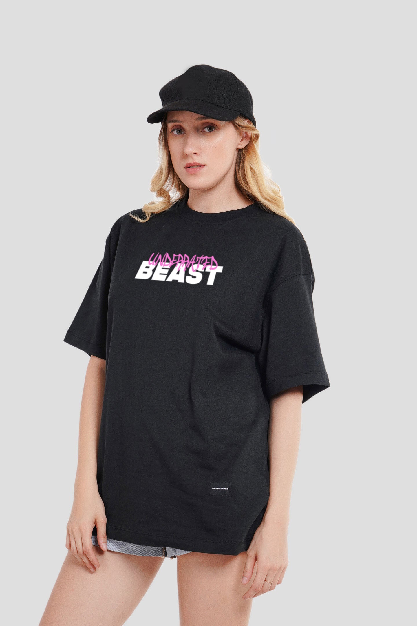 Beast Black Printed T-Shirt Women Oversized Fit