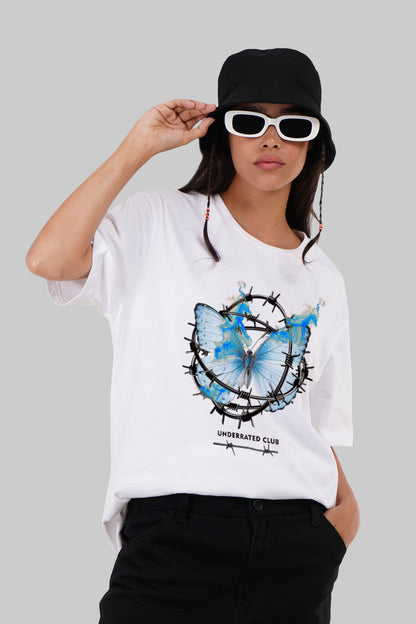 Butterfly Trap White Boyfriend Fit T-Shirt Women