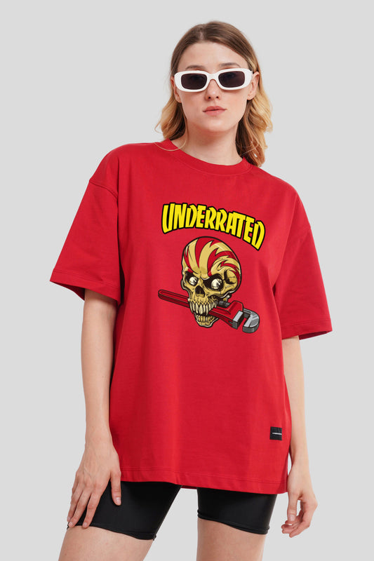 Underrated Skullanic Red Printed T-Shirt