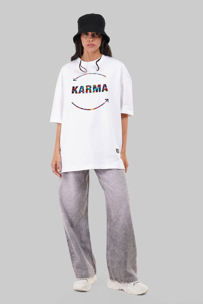 Karma White Baggy Fit T-Shirt Women