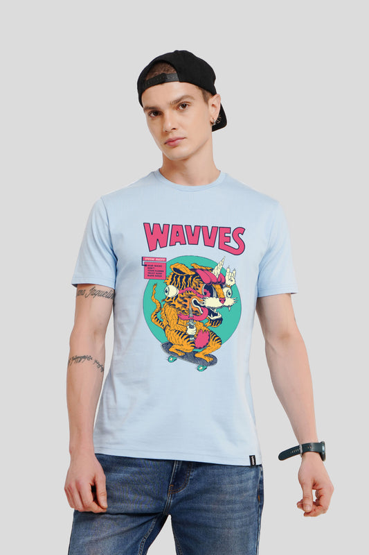 Wavves Powder Blue Printed T-Shirt