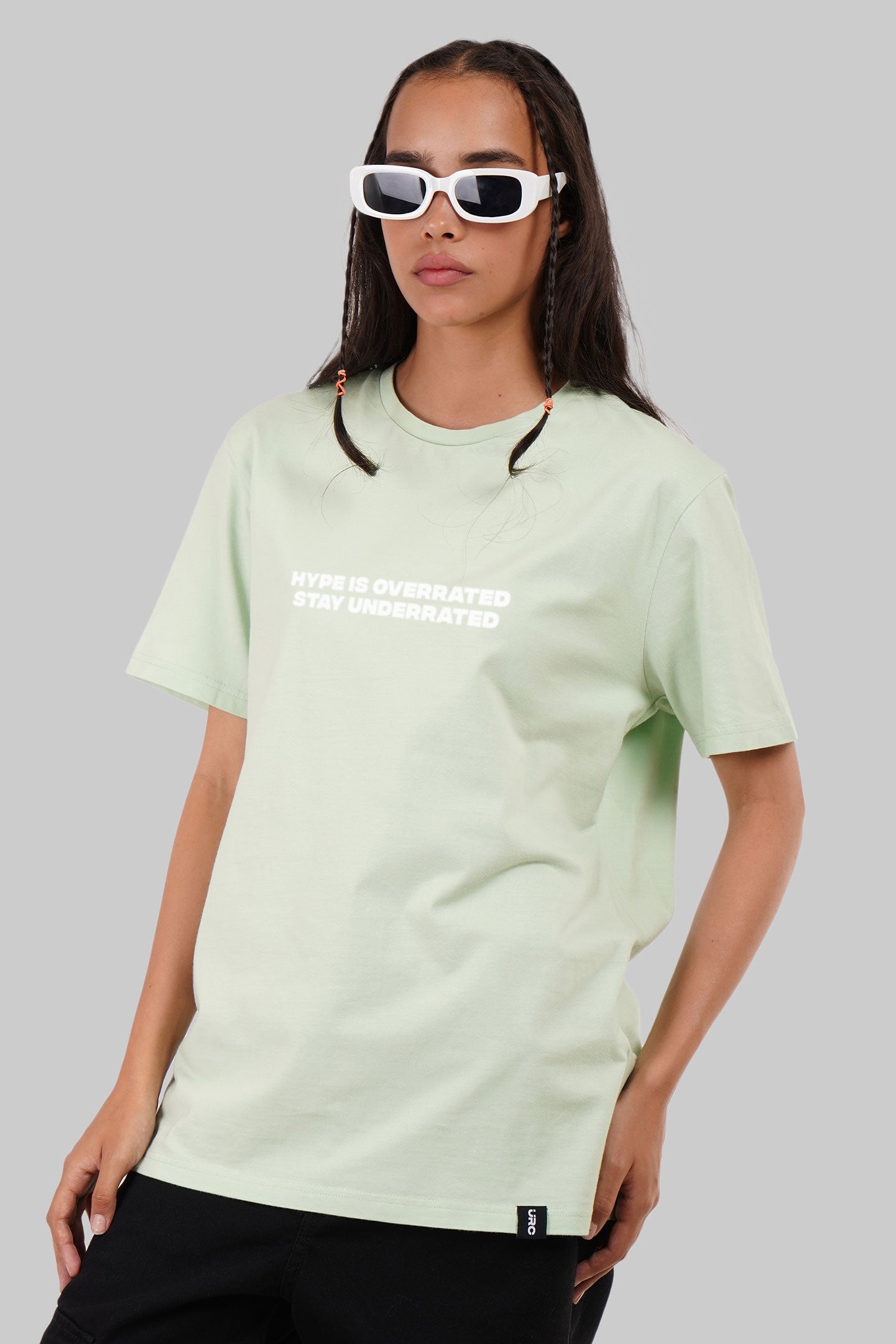 Underrated Hype Pastel Green Boyfriend Fit T-Shirt Women