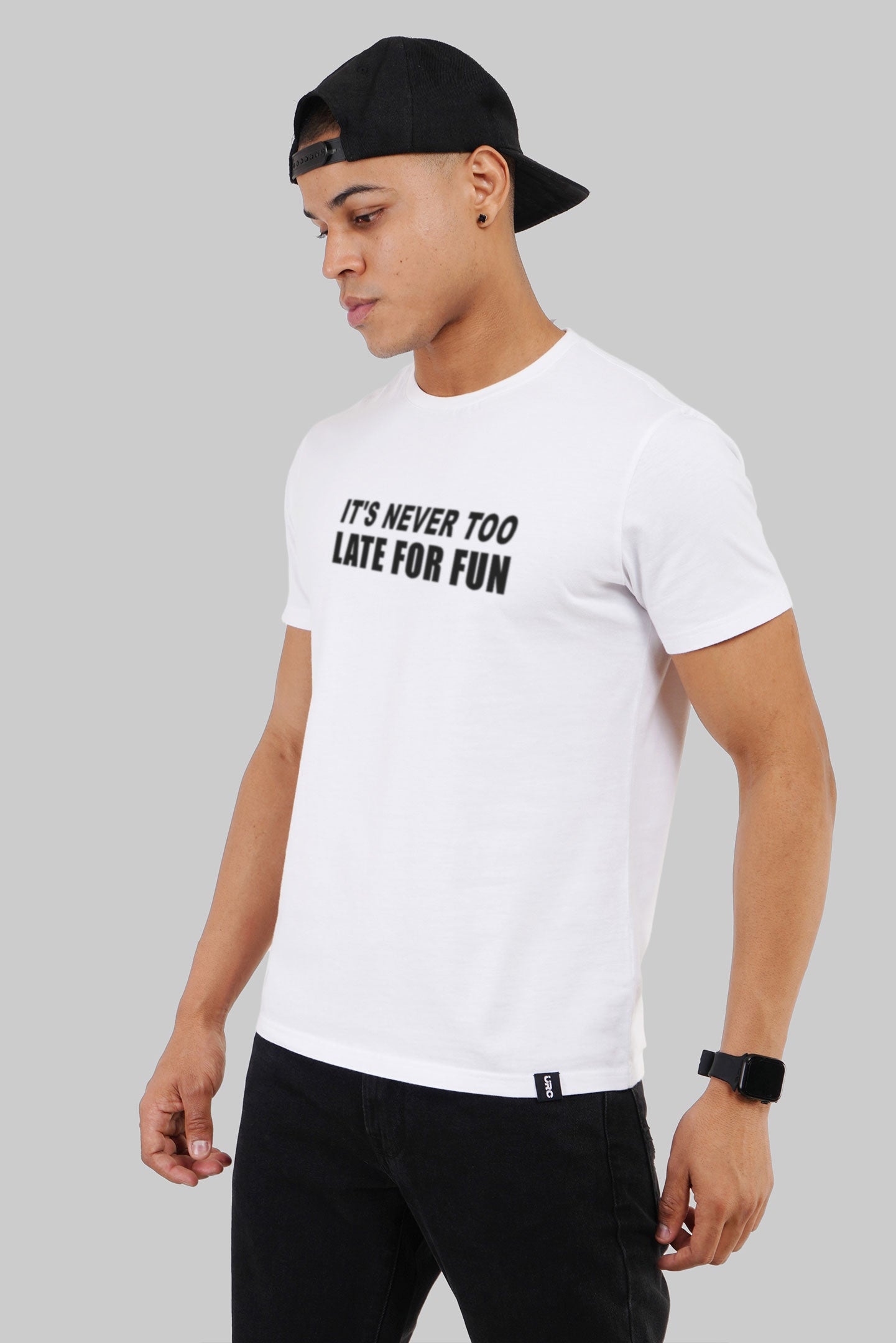 Never Too Late For Fun White Regular Fit T-Shirt Men