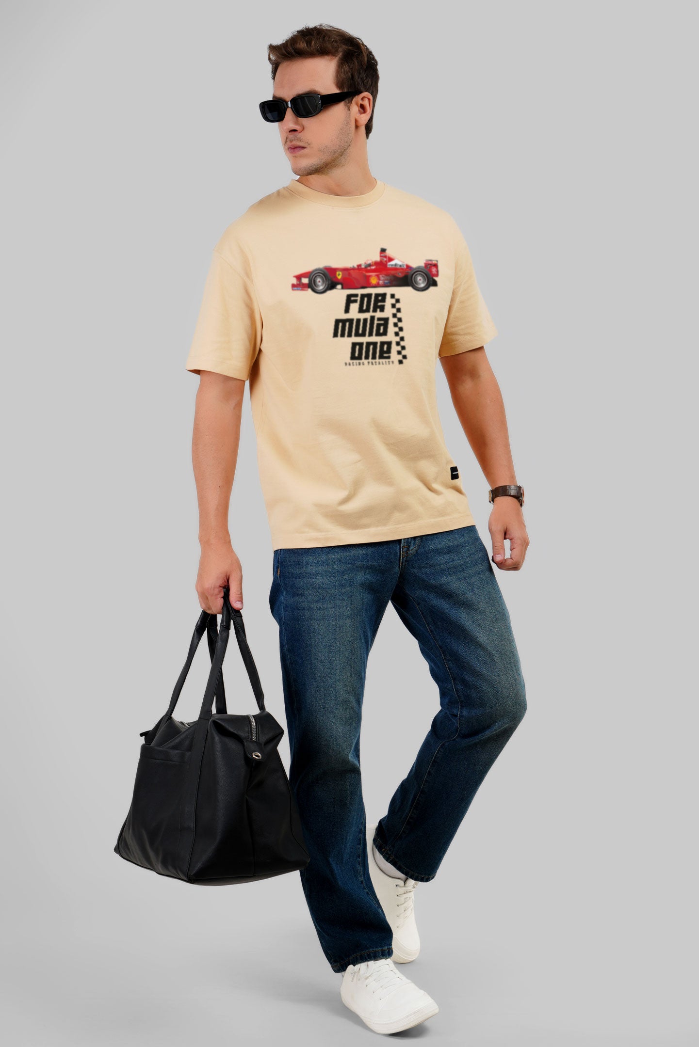 Game On Beige Oversized Fit T-Shirt Men