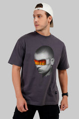 Futuristic Vision Dark Grey Oversized Fit T-Shirt Men