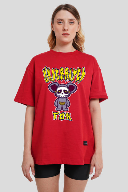 Koala Fun Red Printed T-Shirt Women Oversized Fit