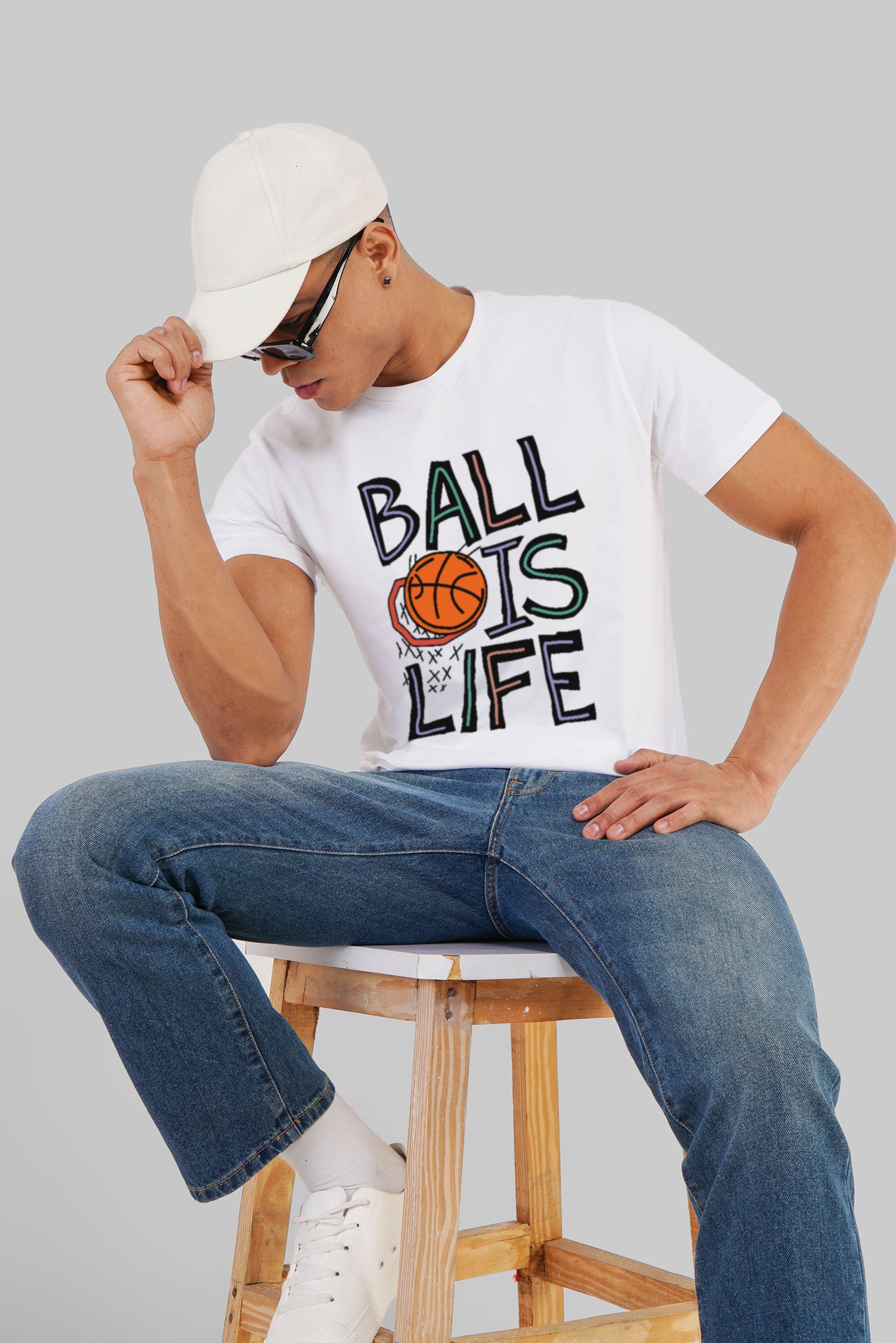 Ball Is Life White Regular Fit T-Shirt Men