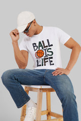 Ball Is Life White Regular Fit T-Shirt Men