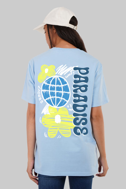 Goofy Groovy Paradise Sky Blue Boyfriend Fit T-Shirt Women Pic 1