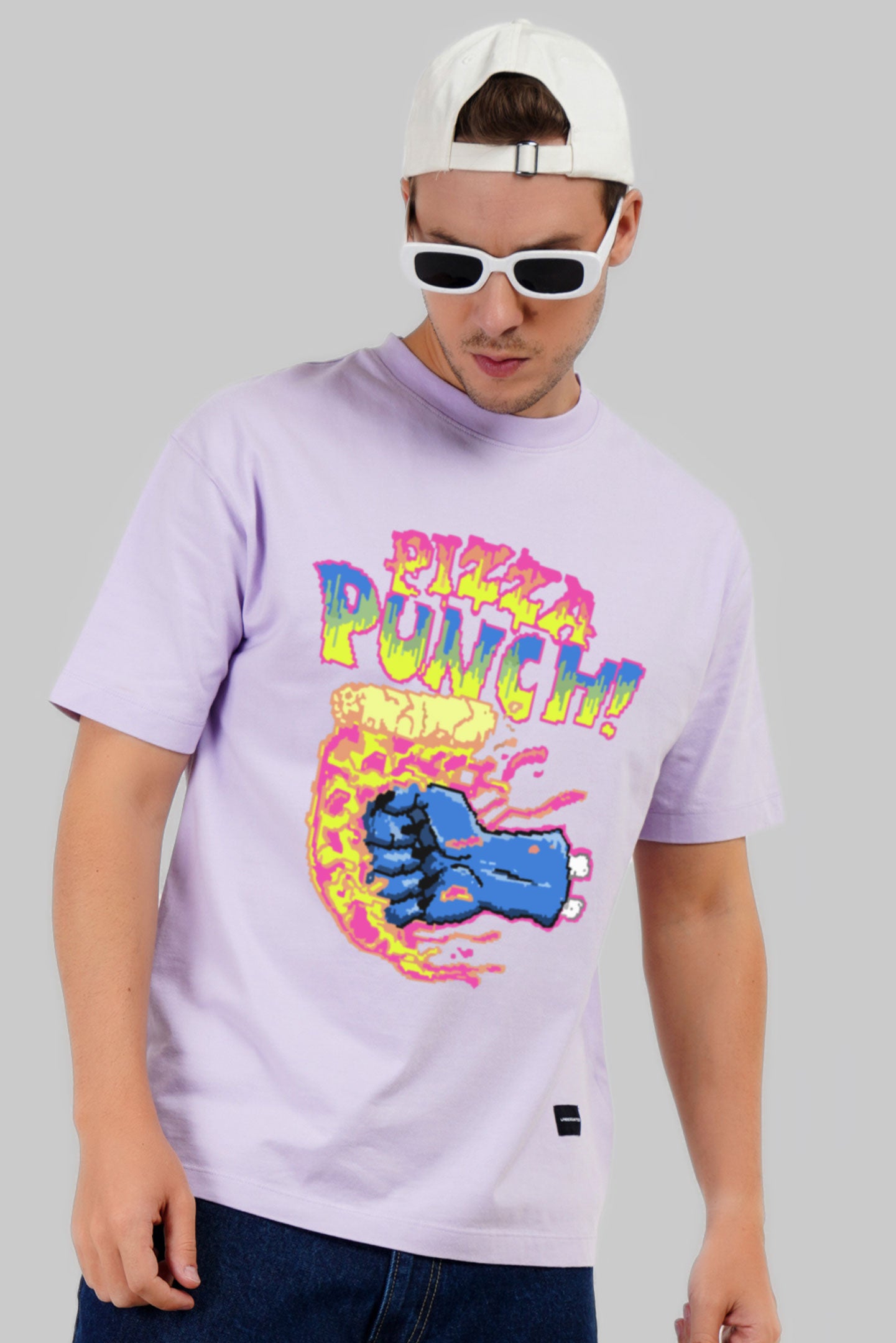 Pizza Punch Lilac Printed T-Shirt