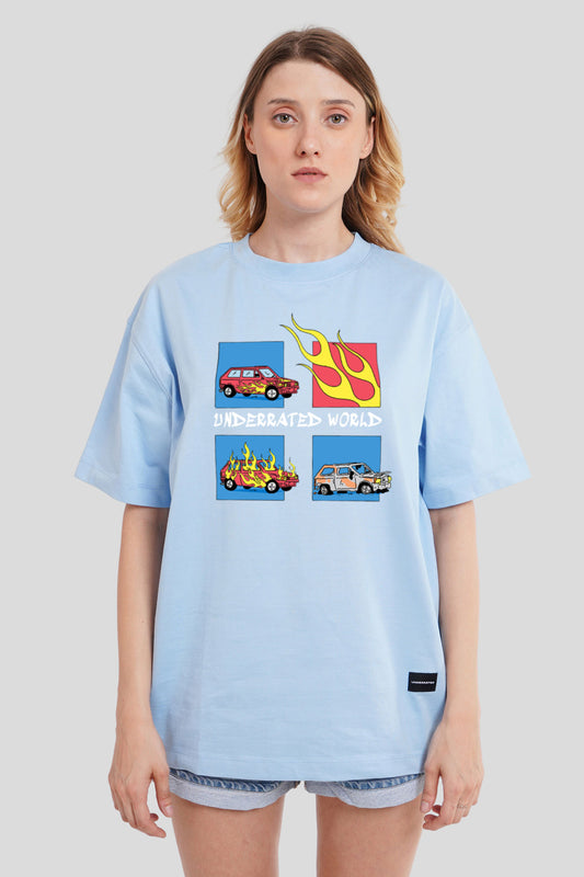 Underrated World Powder Blue Printed T-Shirt