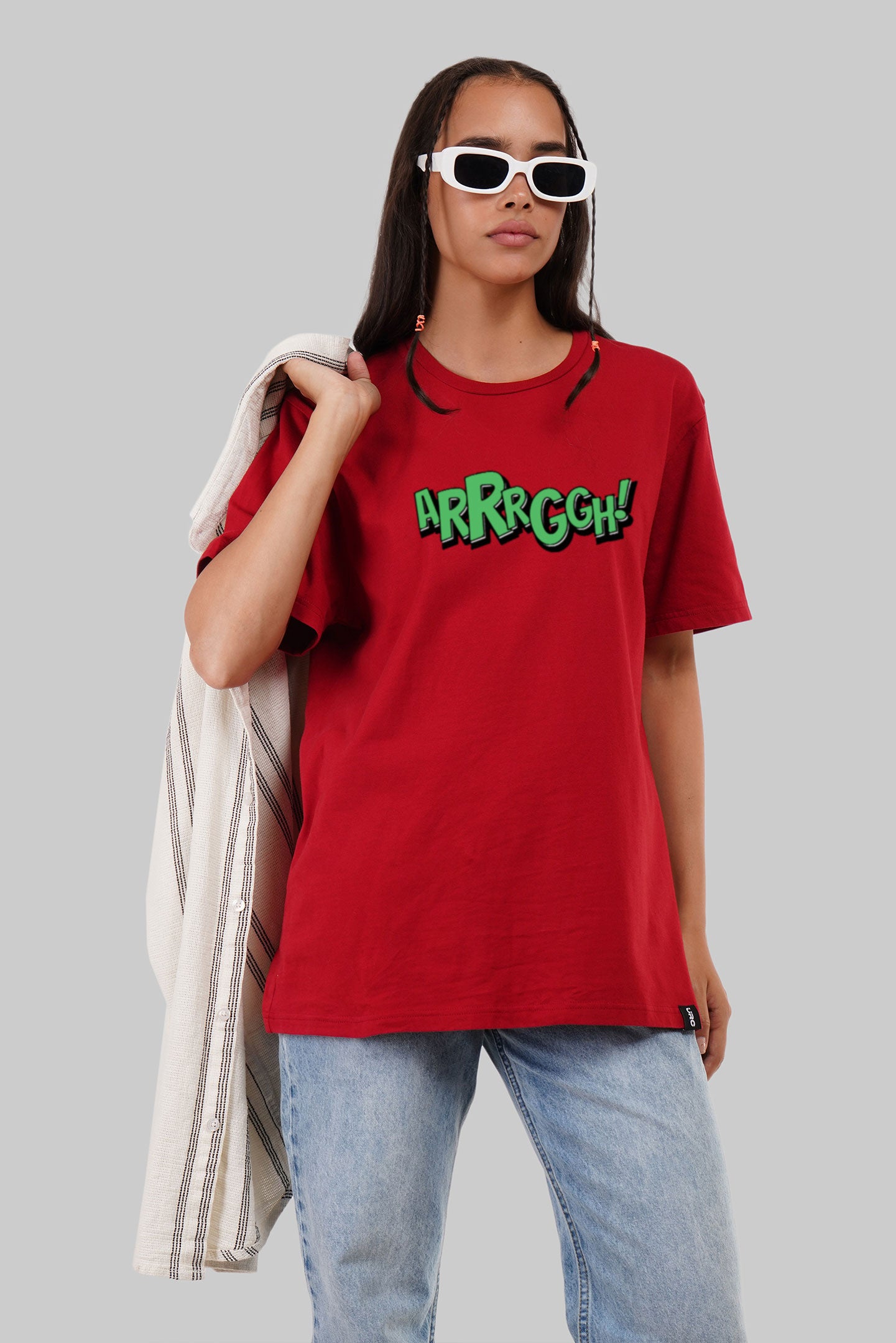 Arrggh Red Boyfriend Fit T-Shirt Women Pic 1