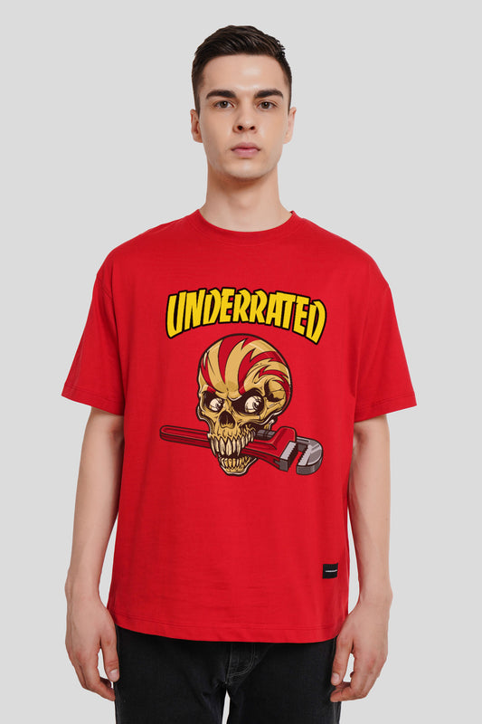 Underrated Skullanic Red Printed T-Shirt