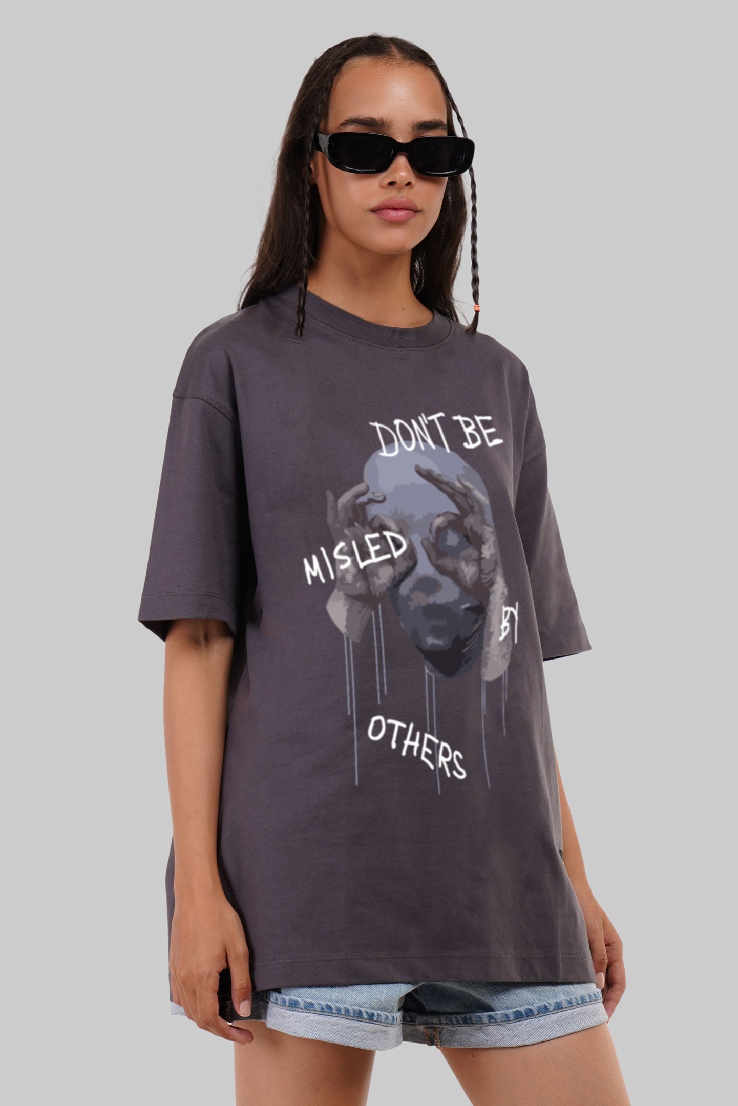 Not Be Misled By Others Dark Grey Printed T-Shirt