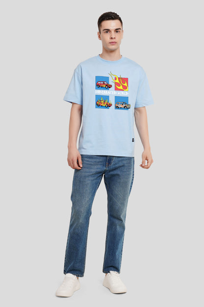 Underrated World Powder Blue Printed T-Shirt