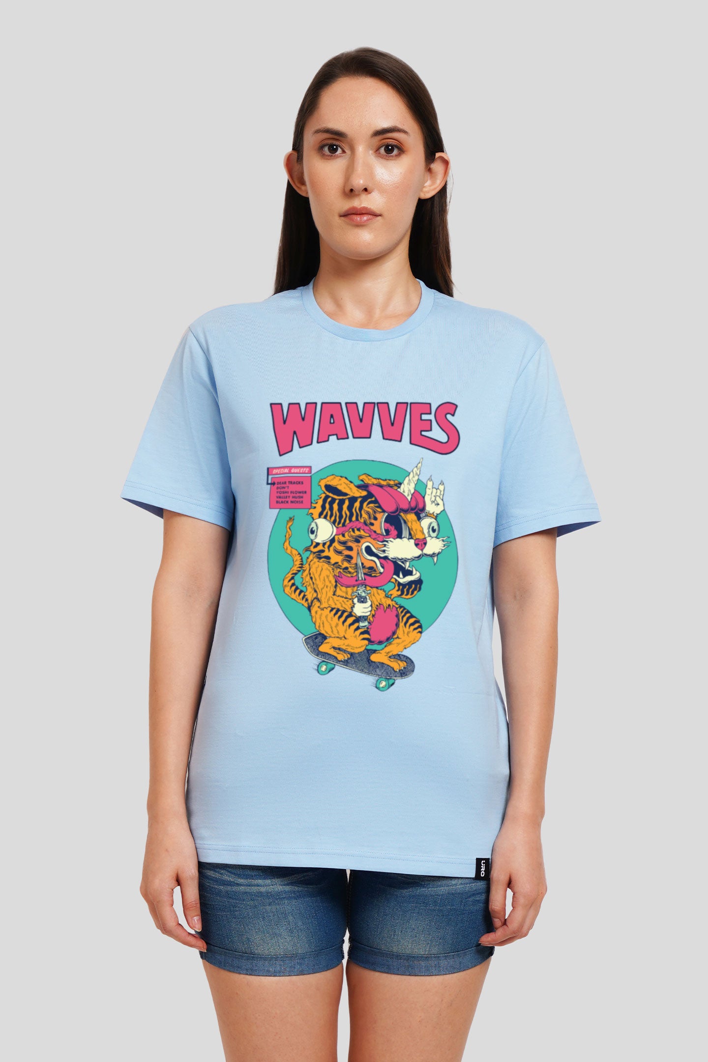 Wavves Powder Blue Printed T-Shirt