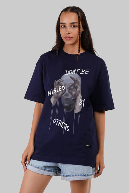 Not Be Misled By Others Navy Blue Printed T-Shirt Women Oversized Fit