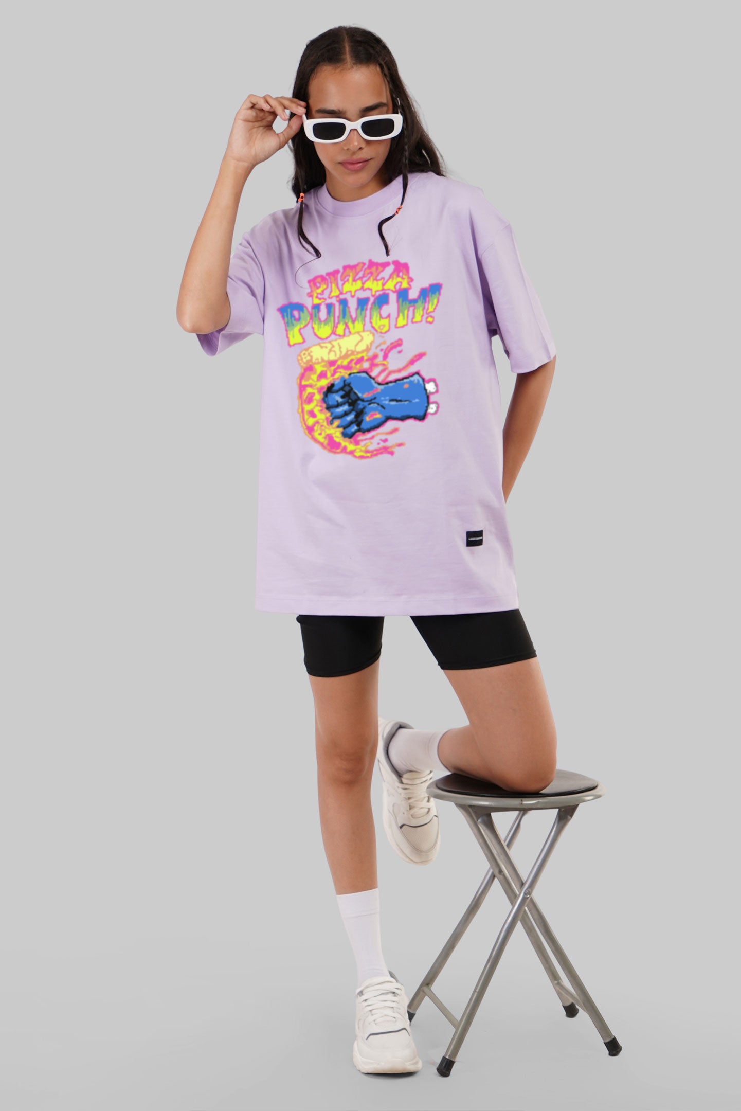 Pizza Punch Lilac Printed T-Shirt