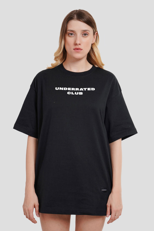 Underrated Vamps Black Printed T-Shirt Women Oversized Fit With Front And Back Design Pic 1