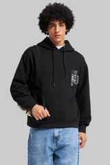 Black Leather Embossed Hoodie Pic 1