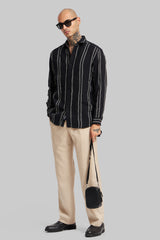 Black Striped Textured Shirt Pic 5