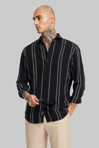 Black Striped Textured Shirt Pic 1