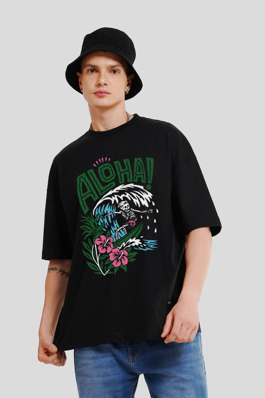 Aloha Black Printed Baggy T-Shirt