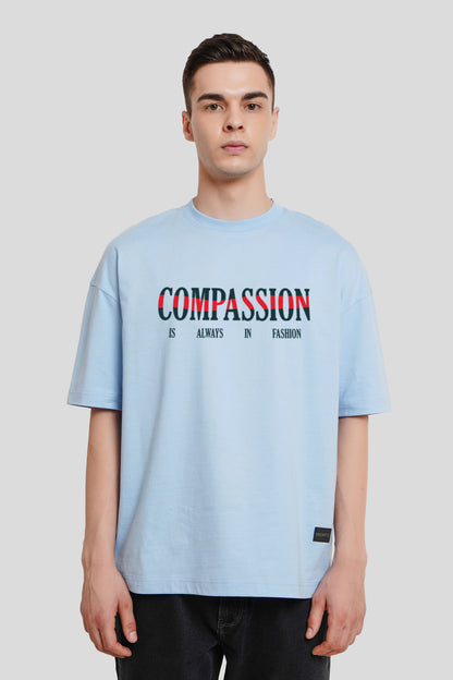 Compassion Powder Blue Printed T-Shirt Men Baggy Fit